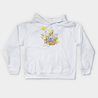 Spring Tulip Basket Kids Hoodie